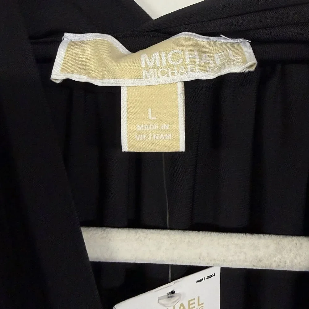 Michael Kors Women's Sz L Black Sleeveless V-Neck One-Piece Tapered Jumpsuit NWT